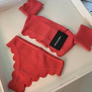 PLT Bandage Scallop Hem Bardot Bikini